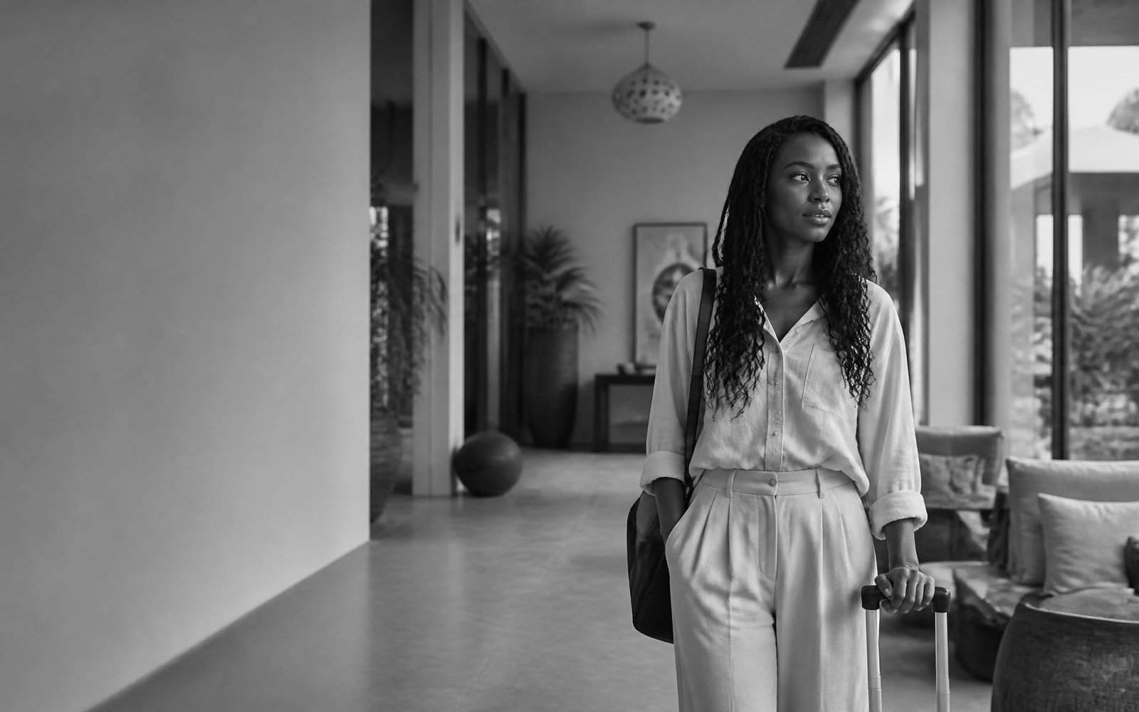 Hóspede num alojamento contemporâneo em Angola